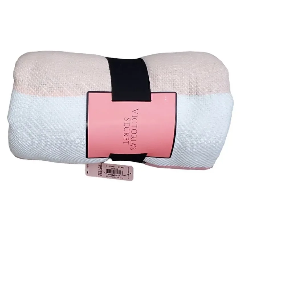 NWT Victoria's Secret Pink, Coral, Mint & Yellow Striped Blanket